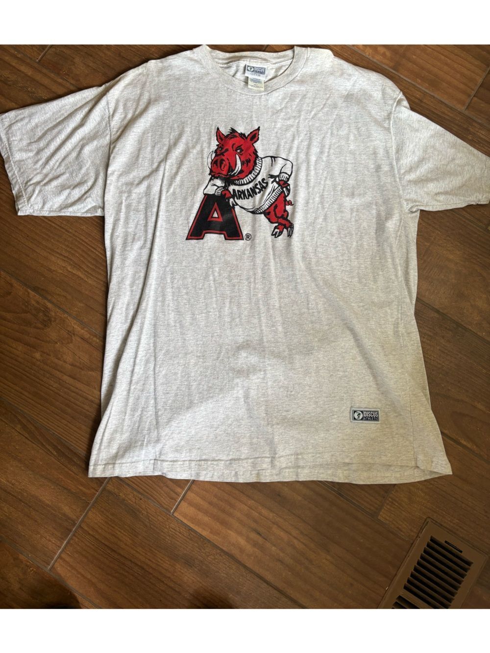 Vintage Arkansas Razorbacks T-Shirt 3XLT Discus Athletic Gray Single Graphic Tee